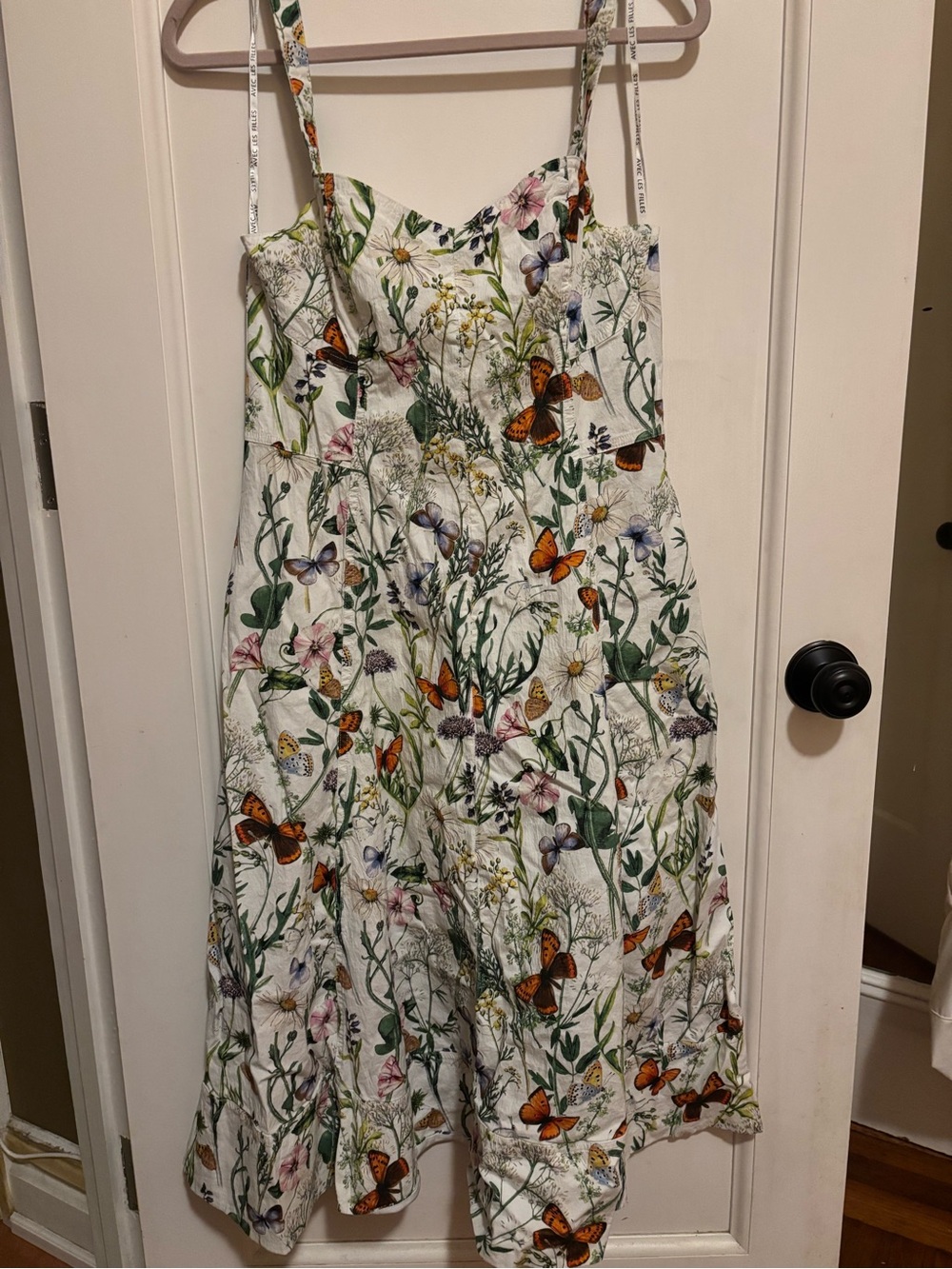 Avec Les Filles White Floral & Orange Butterfly Midi Dress